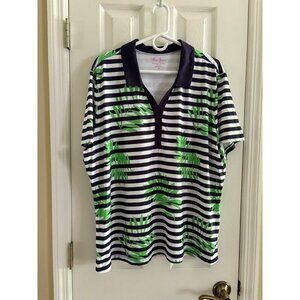 Lillie Green Striped Golf Shirt Polo 2X